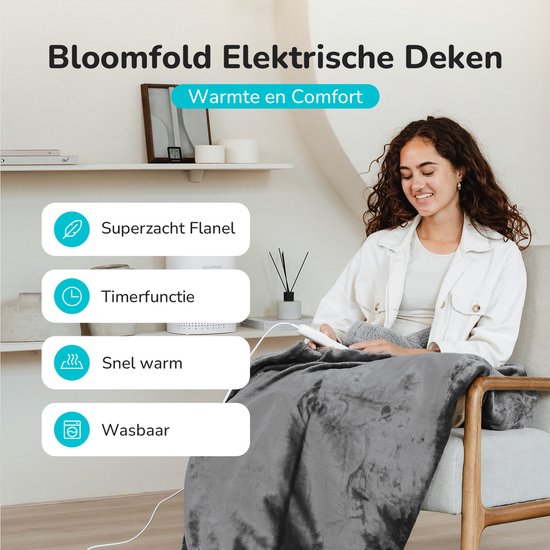Elektrische Deken - 160 x 130 cm - Wasmachinebestendig - 1 Persoons - 9 Standen
