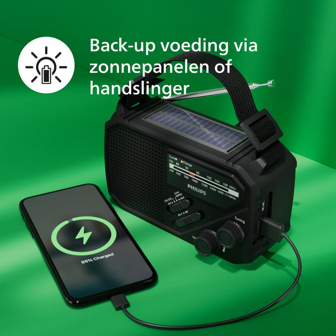PHILIPS TAR1609 Noodradio FM/AM Incl Solar