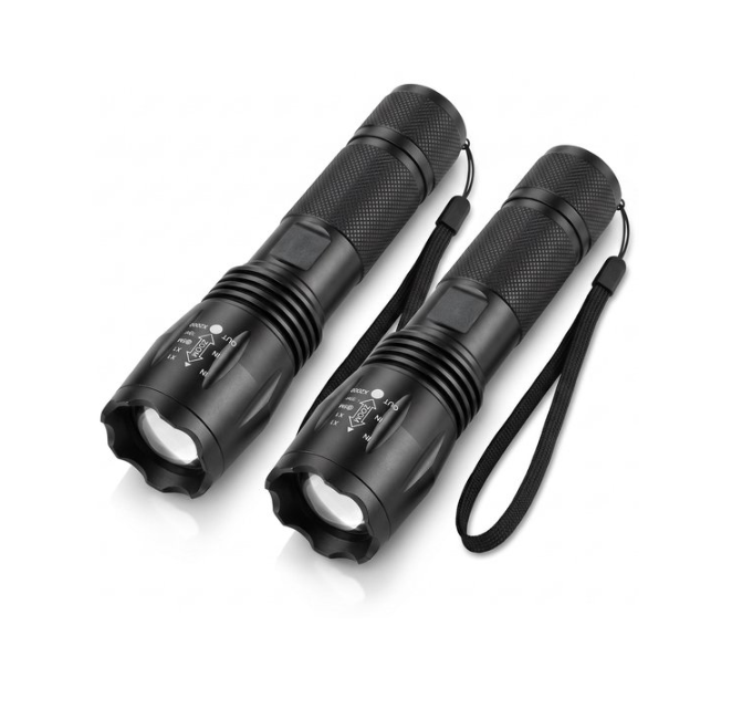 Zaklamp LED - Zoom functie - Militaire zaklampen - 2 stuks - IP65 Waterdicht - Op batterijen